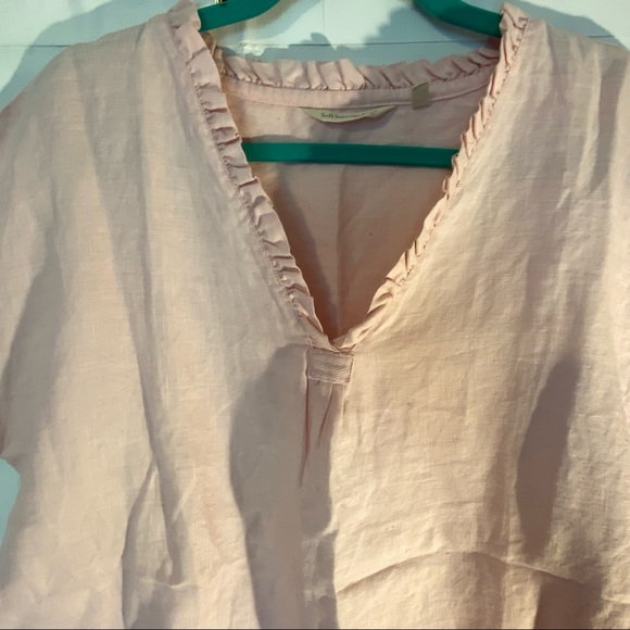 Soft Surrounding Pink Linen Peplum Top size Medium - Picture 5 of 7
